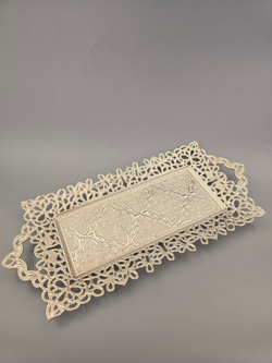 Поднос прямоугольный декоративный 40*20 "Хатидже" металлический /ACAR. Турция (серебристый)