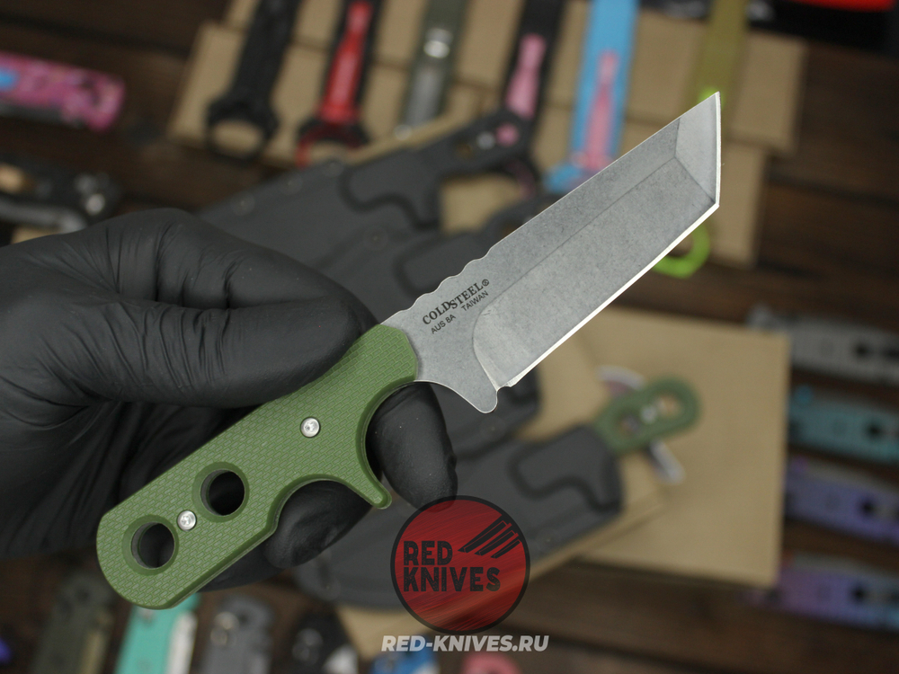 Нож Cold Steel Mini-TAC Tanto Green - зеленая рукоять, ножны, цепочка