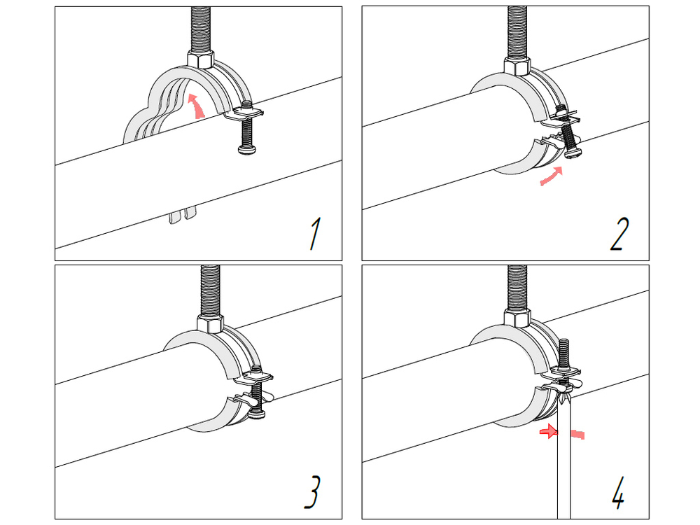 ТМС КС1 Хомут оцинкованный с epdm M8 25-28мм