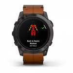 Смарт-часы Garmin EPIX Pro (Gen 2) Sapphire Edition 51 мм, титановый угольно-серый, DLC, коричневый кожаный ремешок, 010-02804-30