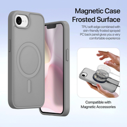 Чехол кошелек с MagSafe из TPU кожи серого цвета от Dux Ducis для iPhone 16e, SE (с 2025-), серия Lawa Series Case
