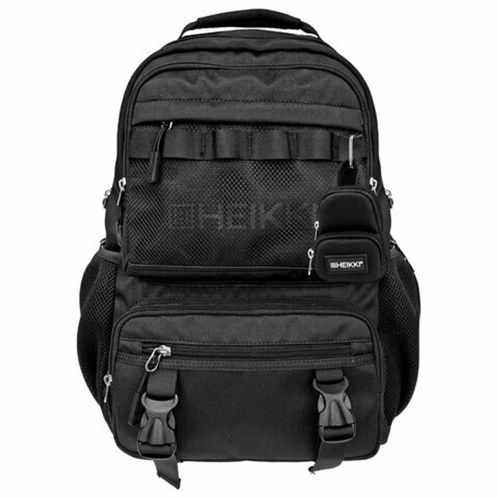 Рюкзак HEIKKI FUSION (ХЕЙКИ) универсальный, отделение для ноутбука, с КОШЕЛЬКОМ, черный, 44х31х14 см, 273864