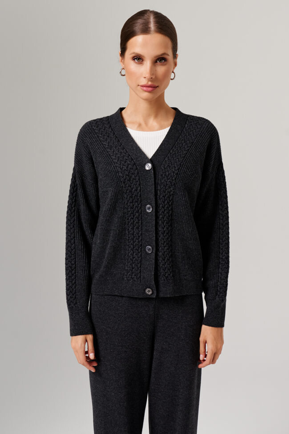 1908 Кардиган женский (темно-серый меланж)