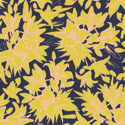 Silhouettes of Lily Flowers Blow Up