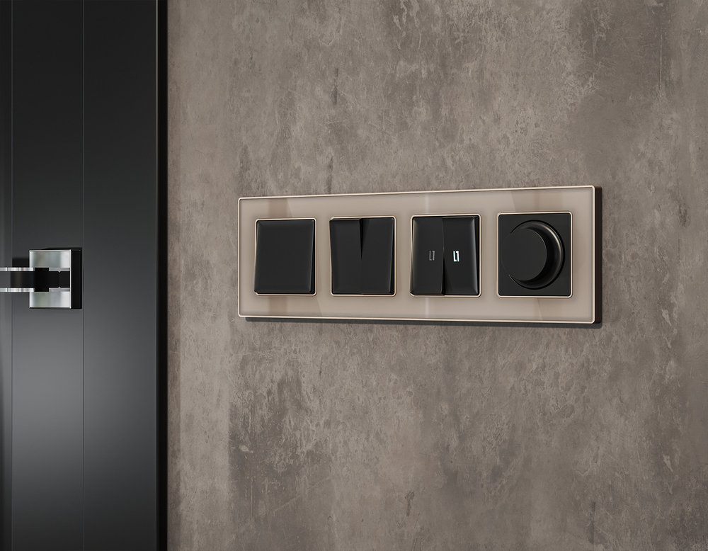 MA804055 Комплект механизма 2-кл выключателя с самовозвратом с подсветкой 5600K ALFA Черный матовый QUANT (AP8040, VM129, G14W)