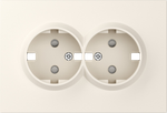 Накладка для розетки 2-й с заземлением, со шторками 16A 250 В~, матовый кремовый, серия A07