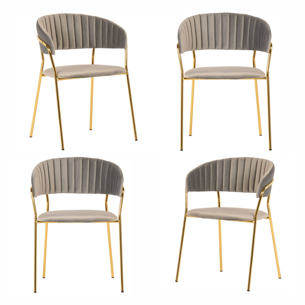Комплект из 4-х стульев Turin латте, золотые ножки