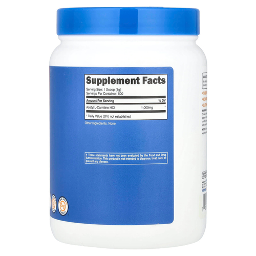 Nutricost, ацетил-L-карнитин, без добавок, 500 г (1,1 фунта)
