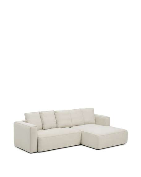 3-местный диван-кровать Marela бежевый шенилл с кушеткой справа 276 см