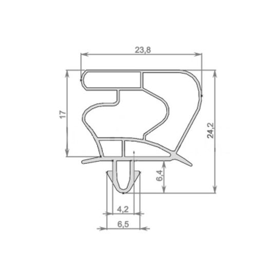 Уплотнитель для холодильной витрины Liebherr FKv 502 размер 570*400 мм по пазу.(023)