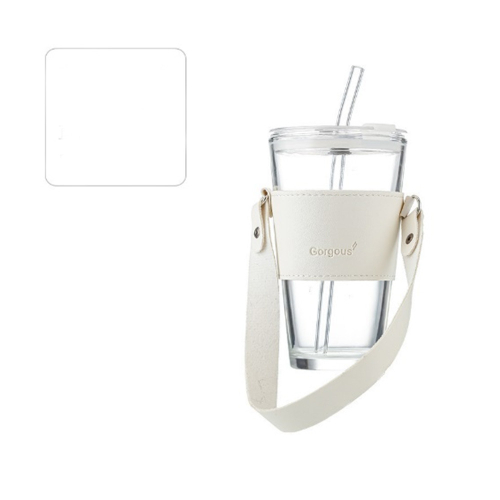 Стакан с трубочкой (белый)