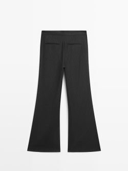 Massimo Dutti Расклешенные брюки в тонкую полоску, угольный