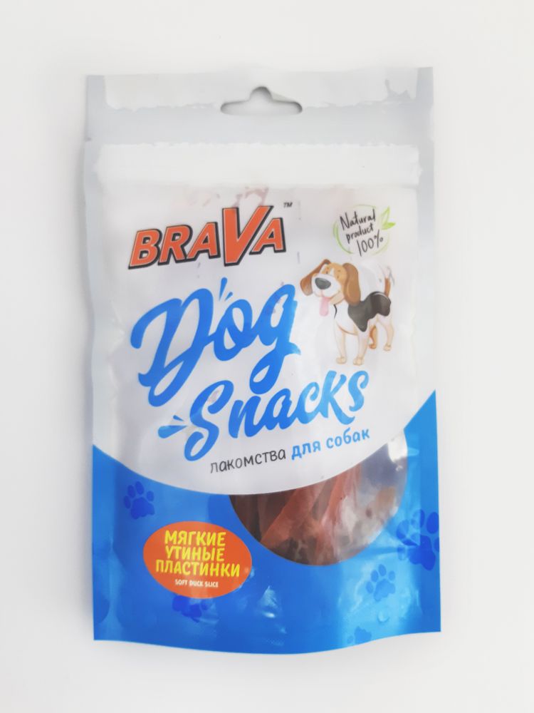 BRAVA Лакомство для собак мягкие утиные пластинки 90 г
