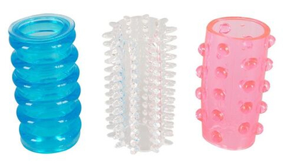 Комплект из трех рельефных насадок на пенис Tokyo Sleeves (Цвет: разноцветный)