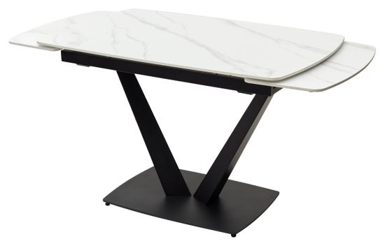 Стол ALATRI 120 MATT WHITE MARBLE SOLID CERAMIC / BLACK