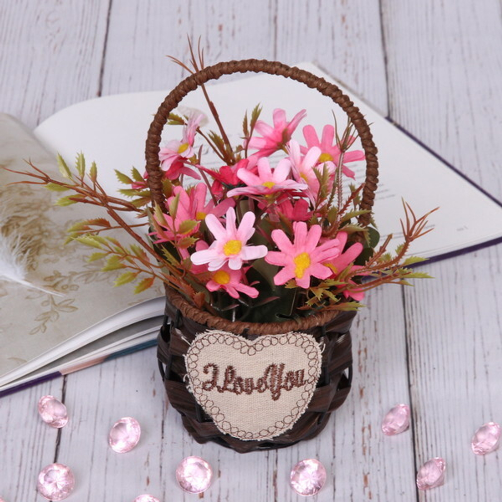 Цветочная композиция «Нежная Венера» 22*9см в корзинке, цвет розовый