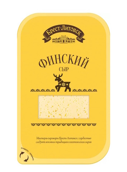 Сыр "Брест-Литовск Финский" 45% 130г. нарезка Савушкин