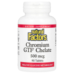 Natural Factors, хелат хрома ФТГ, 500 мкг, 90 таблеток