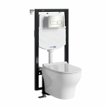 Унитаз подвесной WasserKRAFT Berkel 56TLT.010.ME.BN03.H001 безободковый, с инсталляцией Vils 56, с крышкой микролифт, белый/кнопка никель