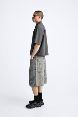 ZARA РУБАШКА CROPPED FIT, СЕРЫЙ