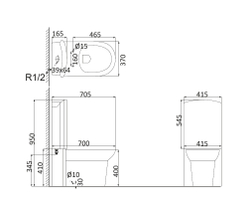 Унитаз-компакт Creo Ceramique LE MANS  с крышкой микролифт  схема