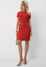 Платье трапеция красное