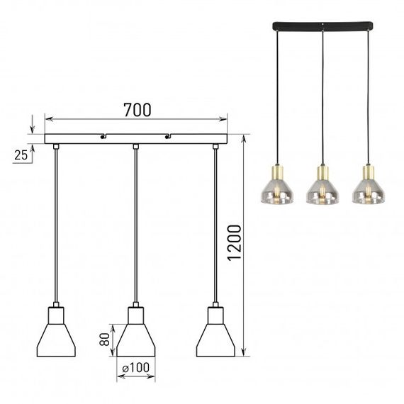 Подвесной светильник Rivoli Kassandra 3118-303 Б0054679