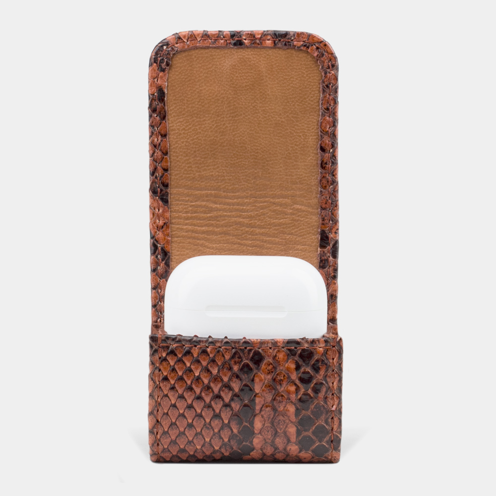 Чехол для наушников Petit из кожи питона, цвета коньяк