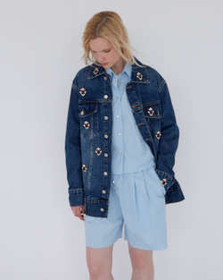 Шорты из смесового хлопка голубой