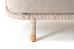 "Верона" диван 3-местный плетеный из роупа, каркас алюминий белый муар, роуп бежевый круглый, ткань бежевая 15052