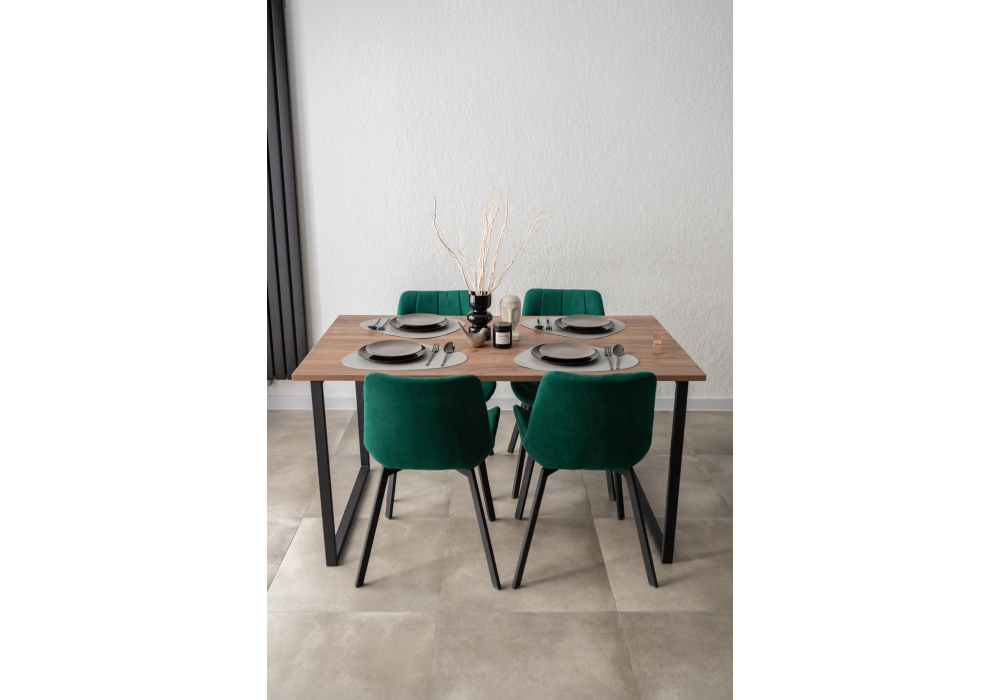 Стол деревянный Woodville Лиман 140 х 80 дуб крафт табачный, черный матовый, ножки черные