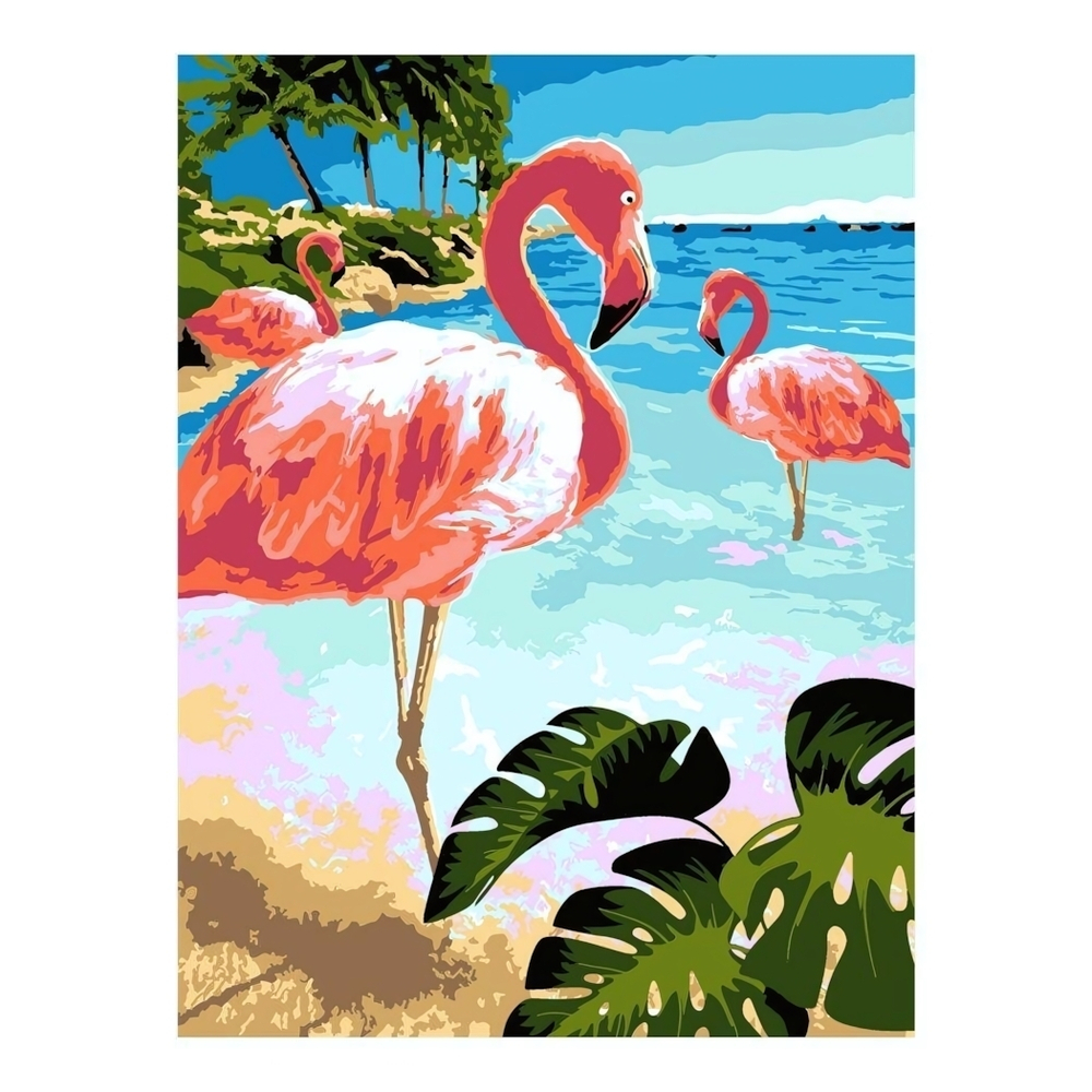 Картина по номерам 40*50см "Фламинго на пляже" (на подрам.) (Lori)