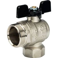 Кран шаровый со сгоном STOUT Н-В 1" угловой бабочка полнопроходной 32832