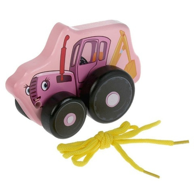 Игрушка дер. "Буратино" Каталка "Синий трактор МИЛА" 12см в коробка 18шт