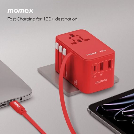 Универсальное сетевое зарядное устройство Momax UA18 1-World+ 70W GaN Tech 3-Port+AC