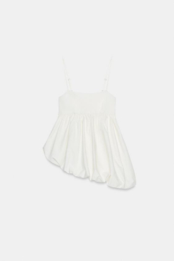 ZARA ТОП НА БРЕТЕЛЯХ GLOBO, ЖЕЛТОВАТО-БЕЛЫЙ