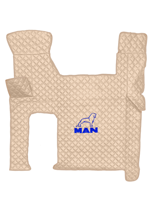 Ковры MAN TGX с 2-мя ящиками (автомат) (экокожа, бежевый, бежевый кант, синяя вышивка)