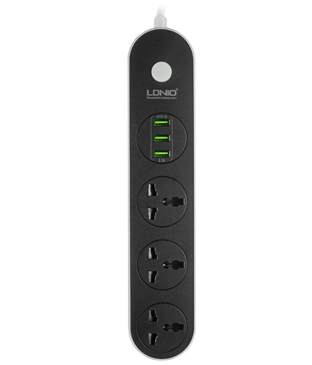 Фильтр сетевой LDNIO SC3301 (3роз./3USB/1.6М.) Евровилка
