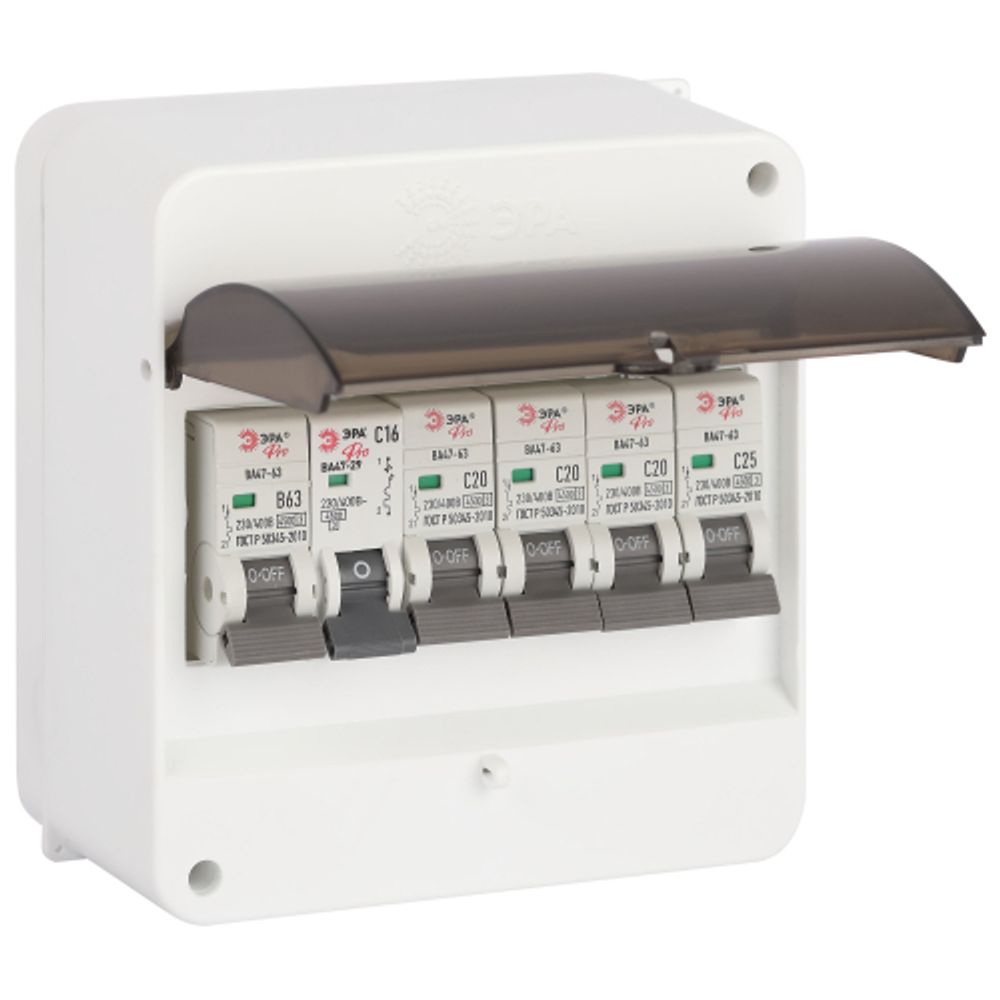 Корпус пластиковый навесной ЭРА SIMPLE КМПн 1/6 IP30 прозрачная крышка белый