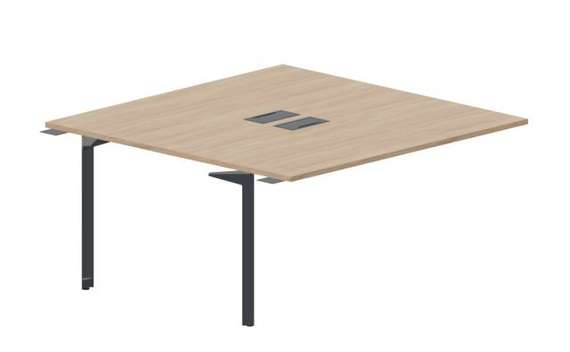 Составной стол на 2 рабочих места 158х156,6х75см (2 металлических  аутлета) - приставной элемент