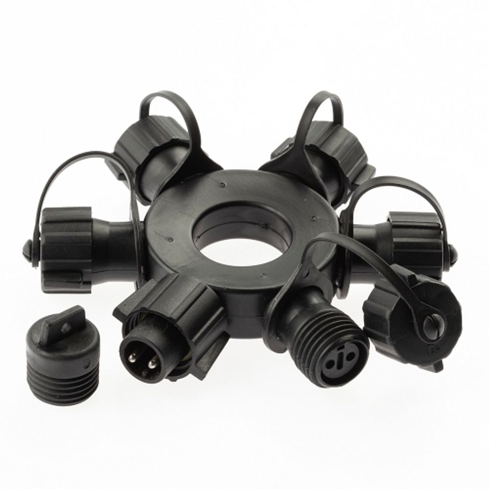 Разветвитель ЭРА ERAPS-OR для гирлянд IP65 круговой 6 гнезд черный | Профессиональное праздничное и новогоднее освещение