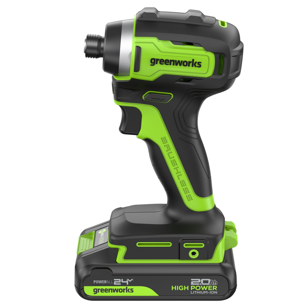 Винтоверт ударный акк. Greenworks ID3170, 24V, б/щет, 0-3200об/мин, 4000 уд/мин, HEX 1/4, 170Нм, (3804907)
