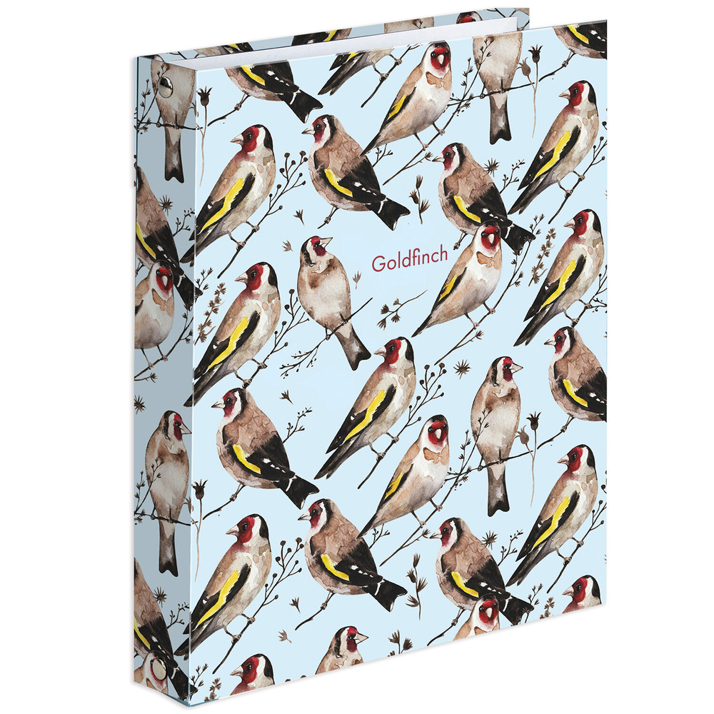 Тетрадь на кольцах А5 165х215мм, 120л, твердый картон, клетка, BRAUBERG, Щеглы, 404079