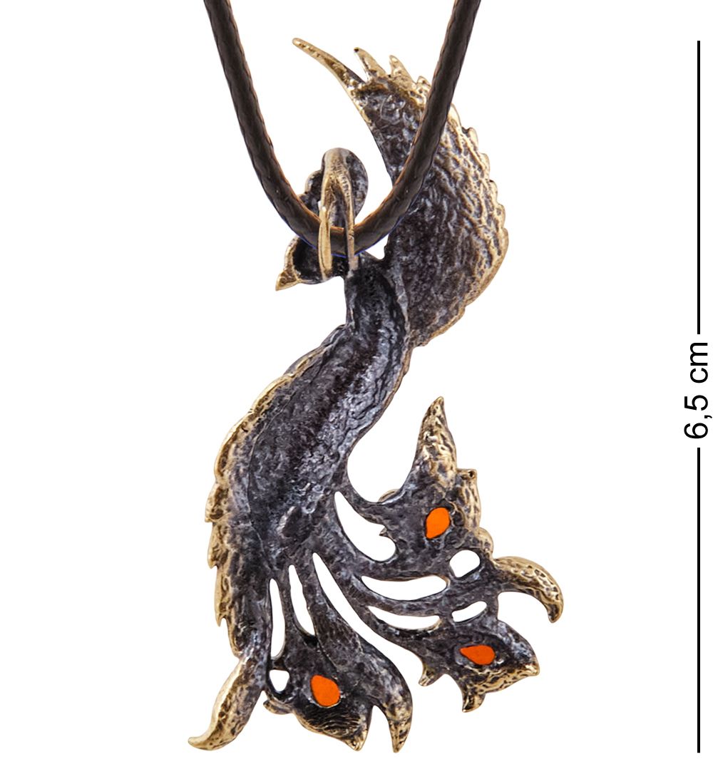 AM-3811 Подвеска «Феникс Царский» (латунь, янтарь)