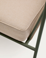 Уличный 2-х местный диван Zivia из веревки цвета экрю и стали зеленого цвета