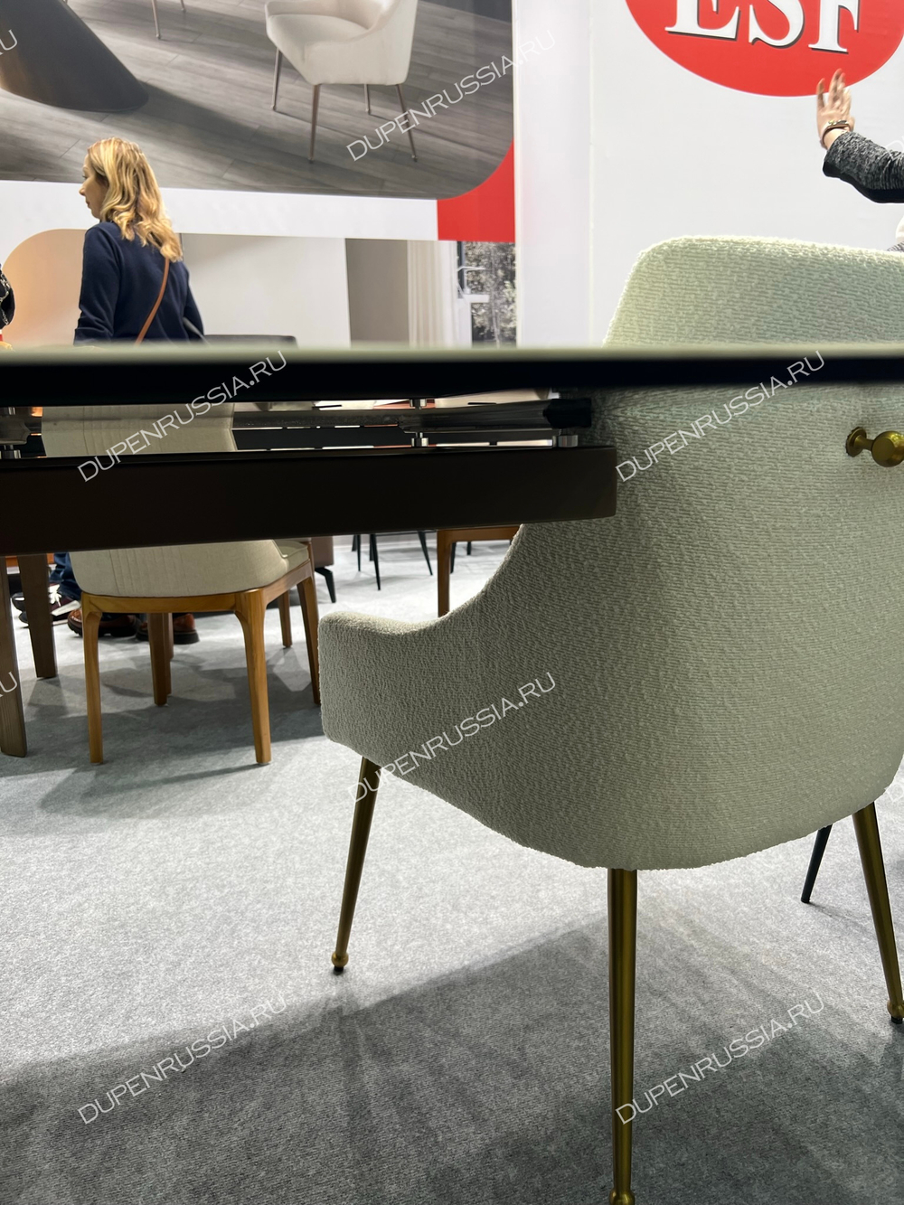 Стол DT9305CI (200-300) белый керамика KL-188/золотая пудра