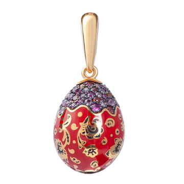 Подвеска Пасхальное яйцо с желтыми и оранжевыми сапфирами, эмаль, P0096-30/3