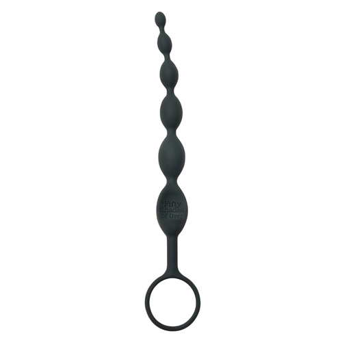 Черный анальный стимулятор-бусы 25,4 см с ручкой-кольцом Fifty Shades of Grey Pleasure Intensified Silicone Anal Beads