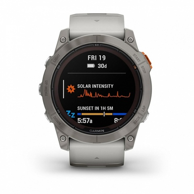 Смарт часы Garmin Fenix 7X Pro Sapphire Solar Edition Титановый корпус с дымчато-серым оранжевым ремешком
