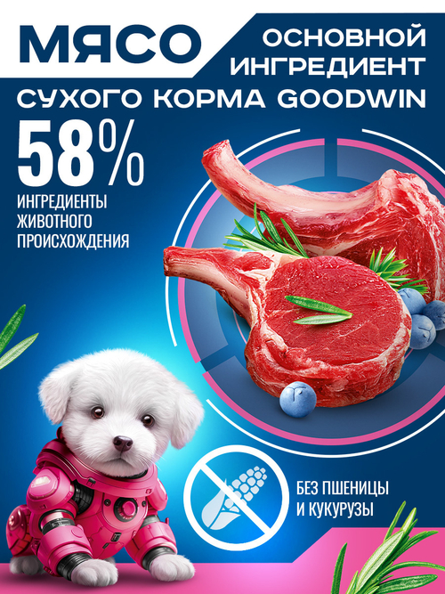 Goodwin корм сухой для щенков и собак мелких пород беременным и кормящим ягнёнок